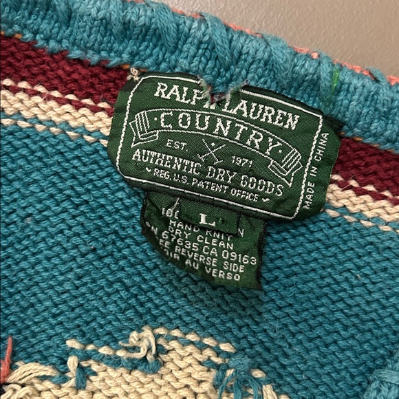 Incredible RARE Ralph Lauren Country VINTAGE cotton cardigan Southwest fits S M - Picture 2 of 12